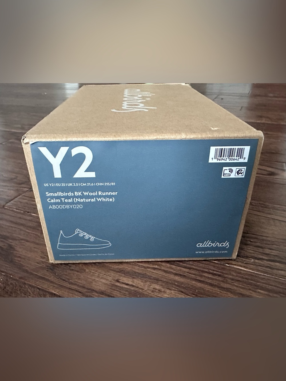NIB Allbirds Kids Wool Runner - Calm Teal Blue - Size 2 (youth 2) - Picture 7 of 7